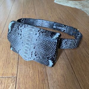 Aqua snakeskin belt bag